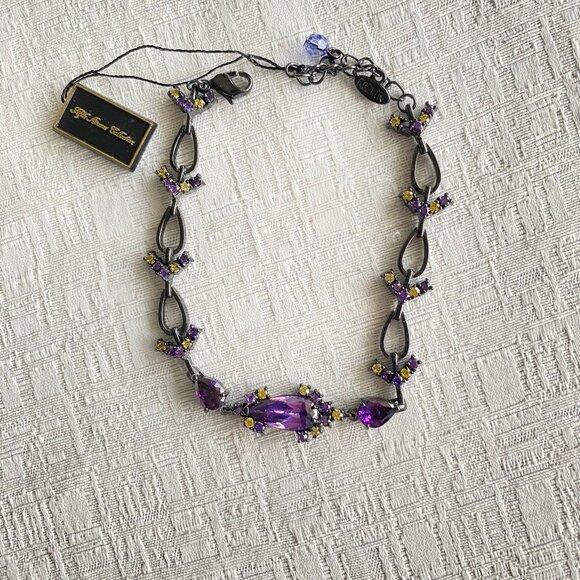 FAC Amethyst & Yellow Crystal Link Bracelet NWT - Picture 4 of 9